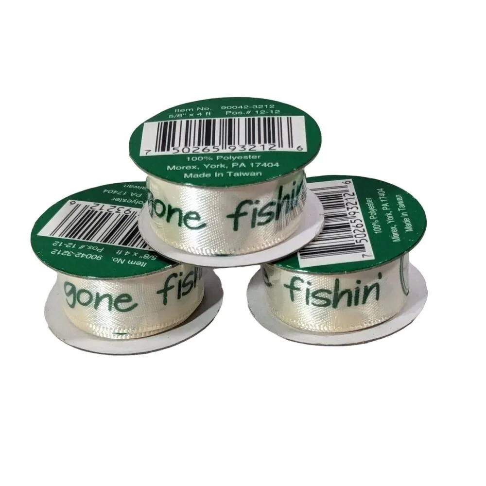 Seasons Bobbin Ribbon Gone Fishin' Craft Scrapbook Fishing Card Making 3-pc NEW